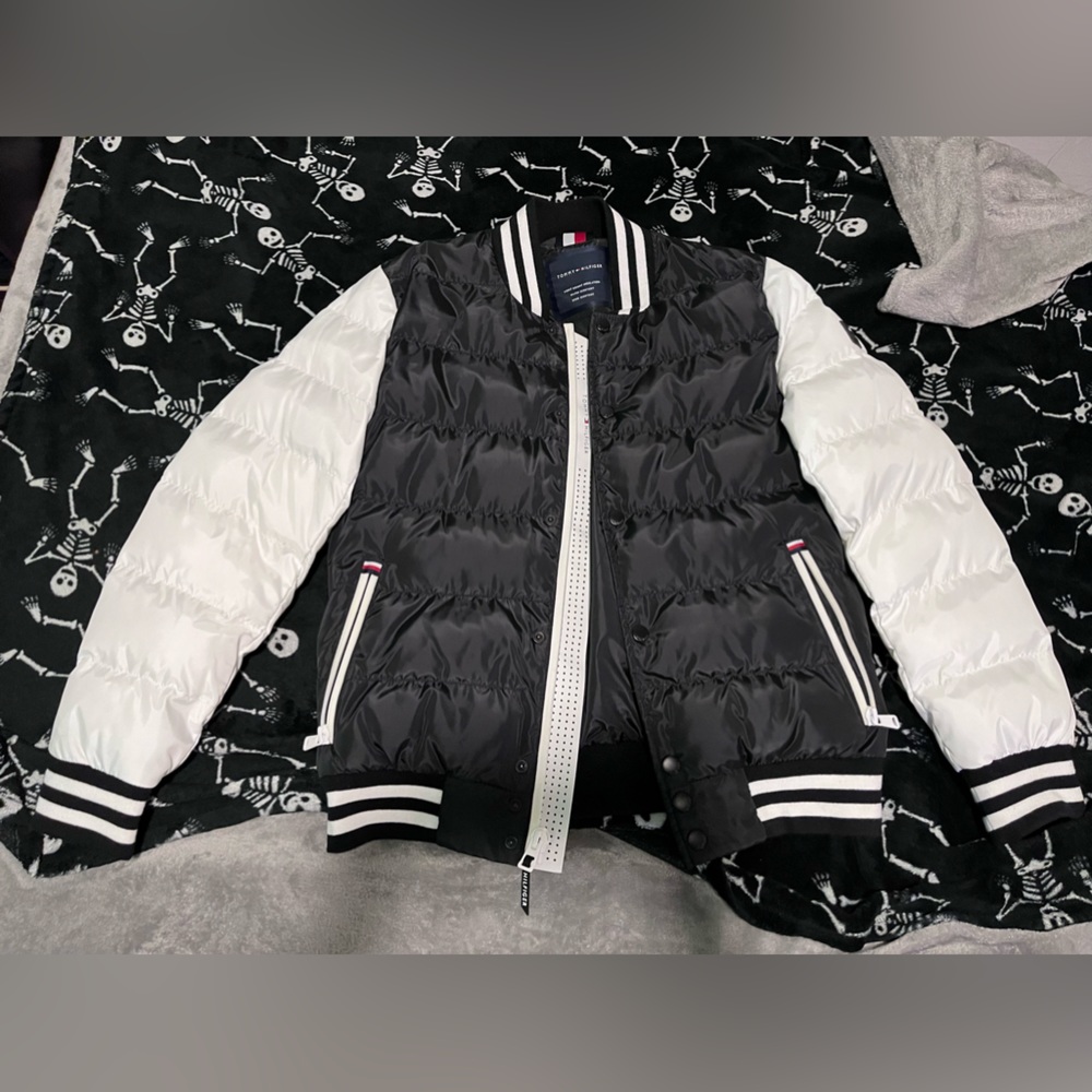 Black and White Tommy Hilfiger Bomber Jacket